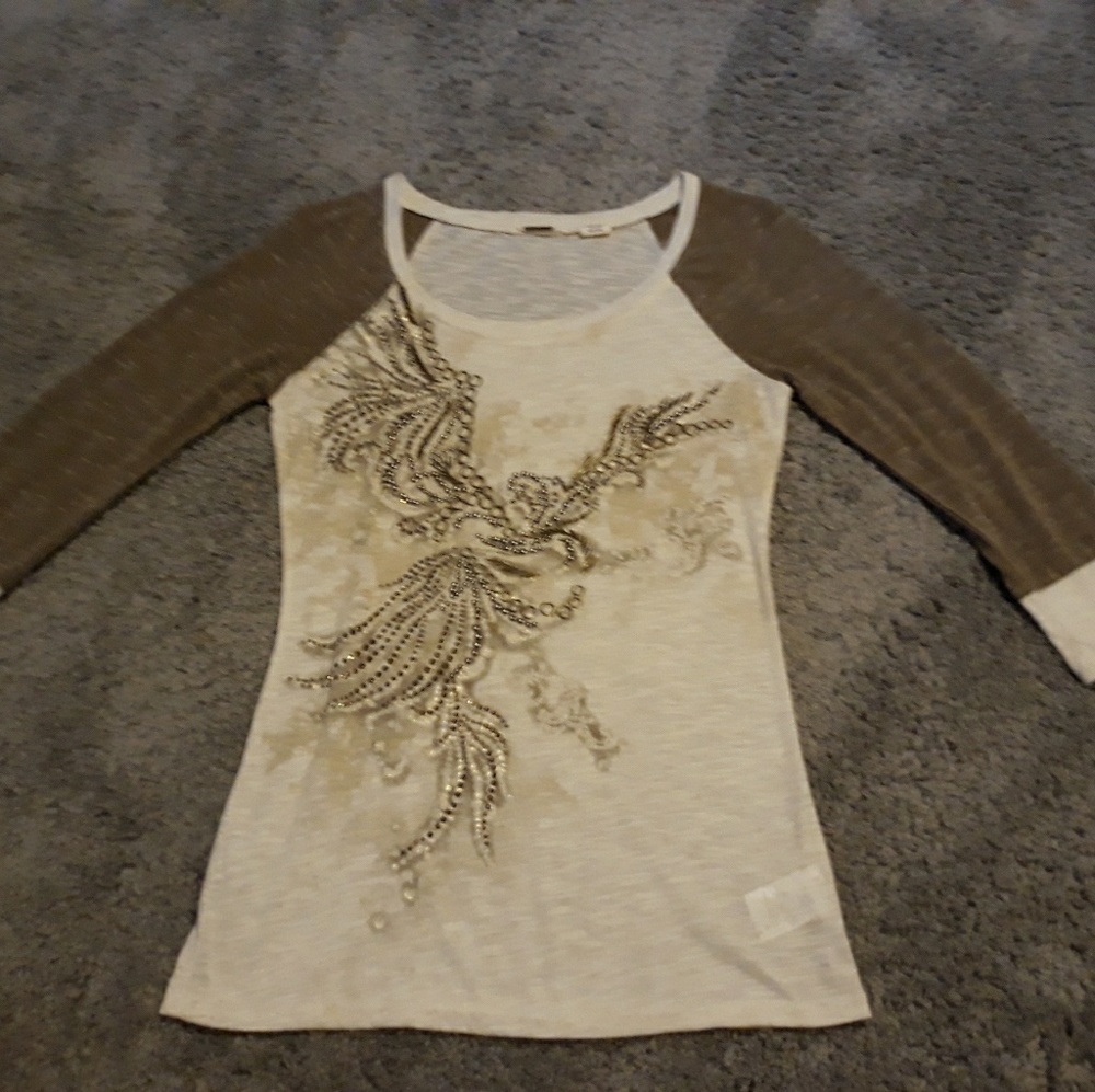 Miss Me raglan top. Beads all intact. Gently worn